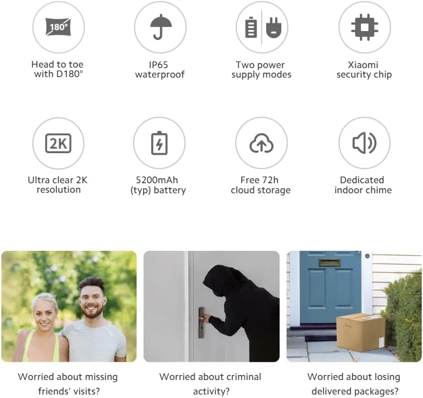 Campainha Porta Xiaomi Smart Doorbell 3S