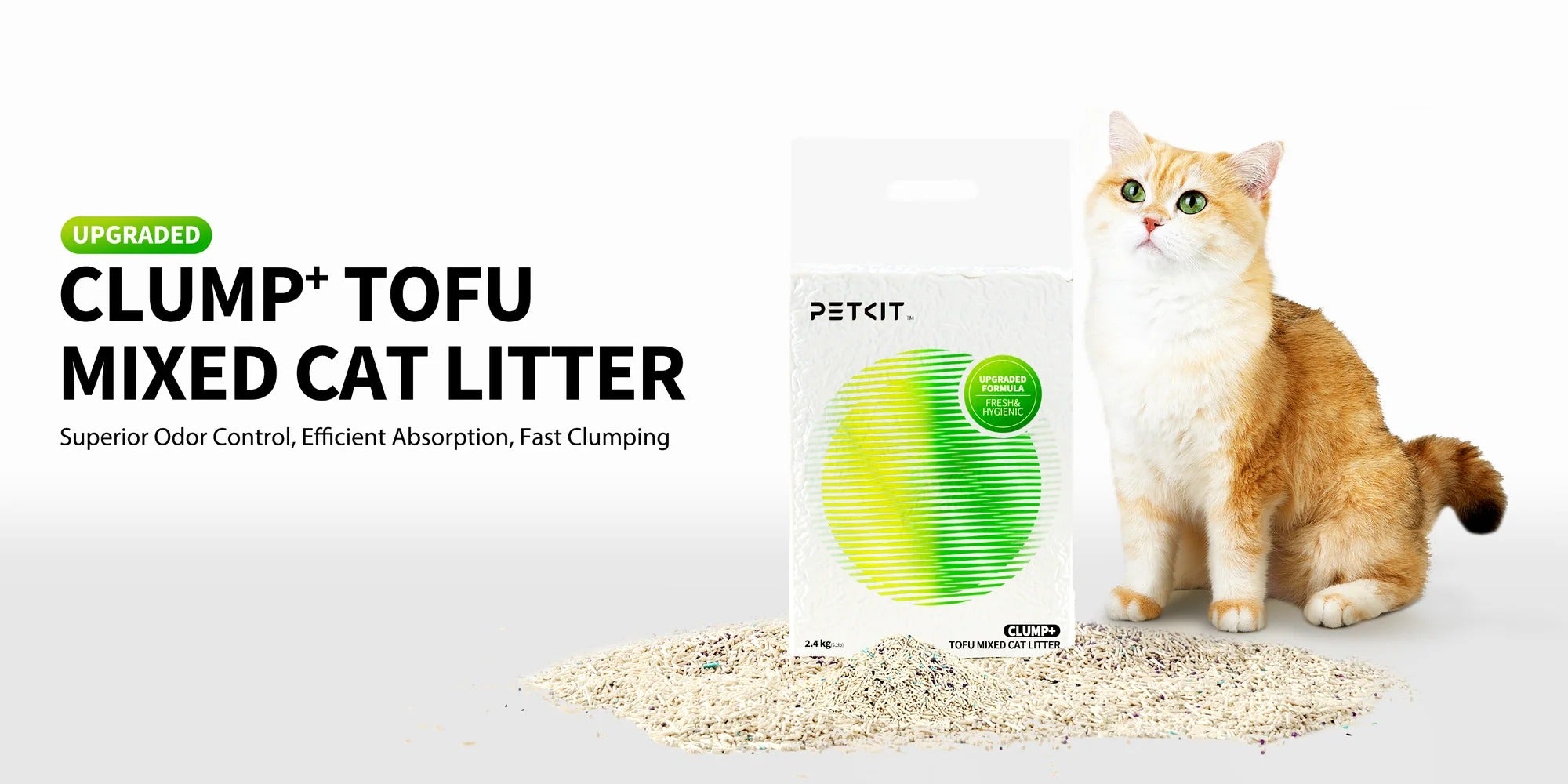 Areia para Gato PETKIT com mistura de tofu e aglomerante 5 in 1 Mixed Cat Litter 2.4 kg (3 Packs)