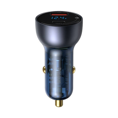 Carregador Baseus Particular Digital Display Dual USB-A/USB-C Fast Car Charger 65W