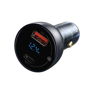 Carregador Baseus Particular Digital Display Dual USB-A/USB-C Fast Car Charger 65W