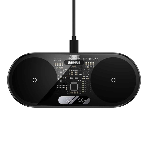 Carregador Baseus Wireless 2In1 20W Digital Led Display Black