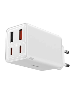 Carregador Baseus GaN6 Pro Dual USB-A/USB-C 65W Fast Charger Branco + Cabo USB-C 100W 1m