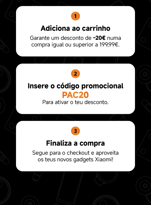 Imagem de explicação como obter o desconto usando o código PAC20 no carrinho