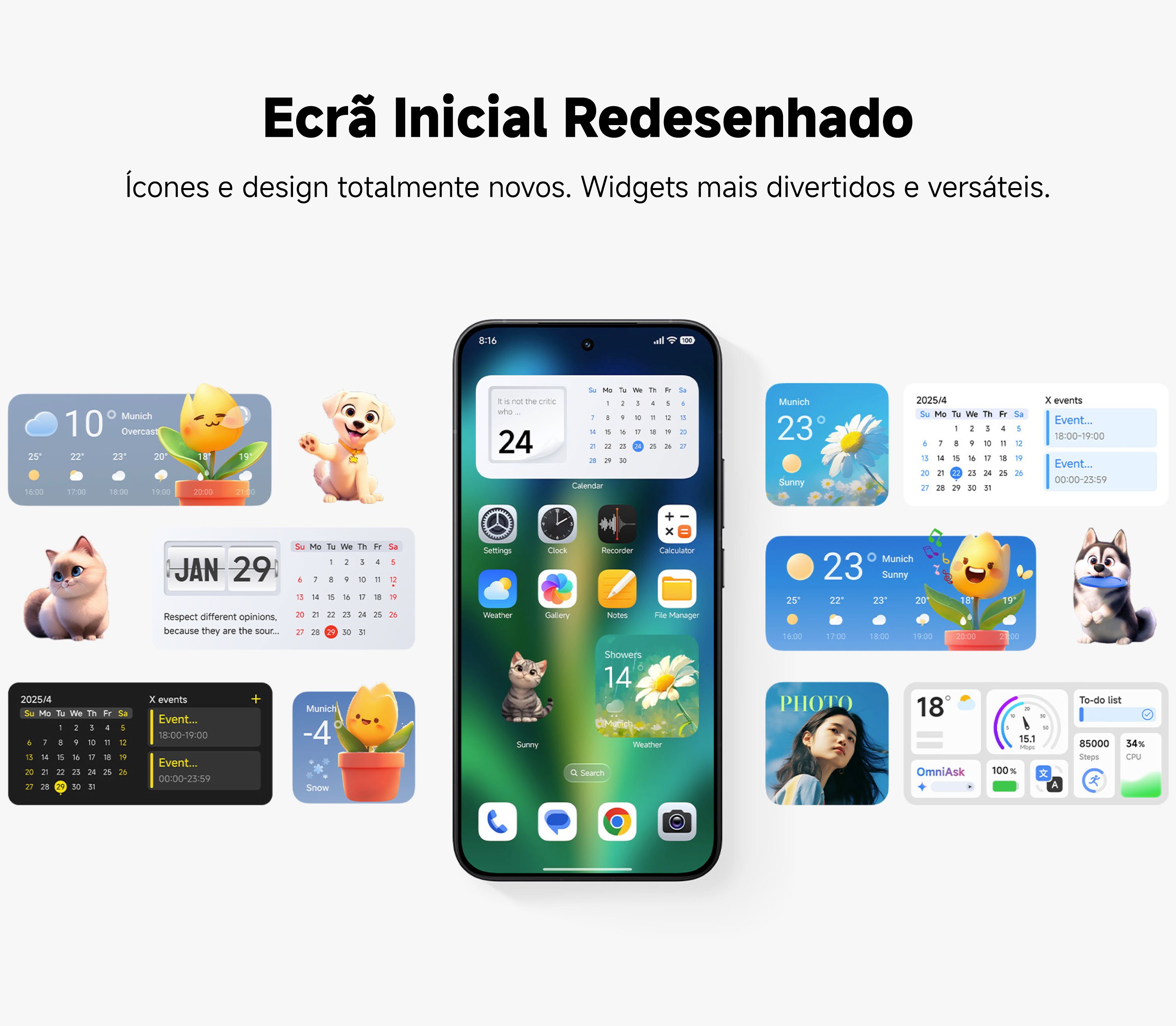 Previsões do tempo com modelos atmosféricos 3D em tempo real exibidas em smartphones Xiaomi