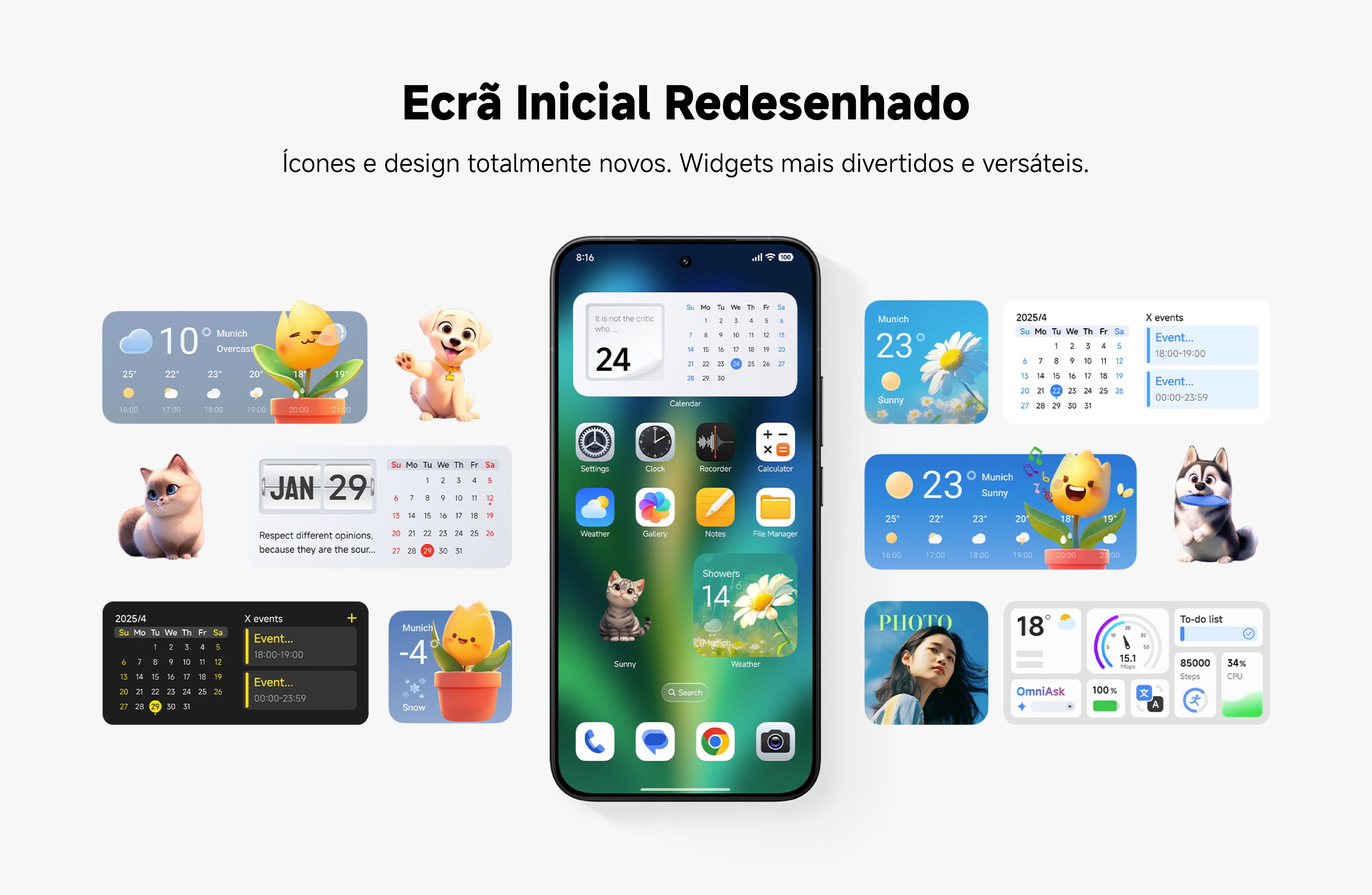 Previsões do tempo com modelos atmosféricos 3D em tempo real exibidas em smartphones Xiaomi