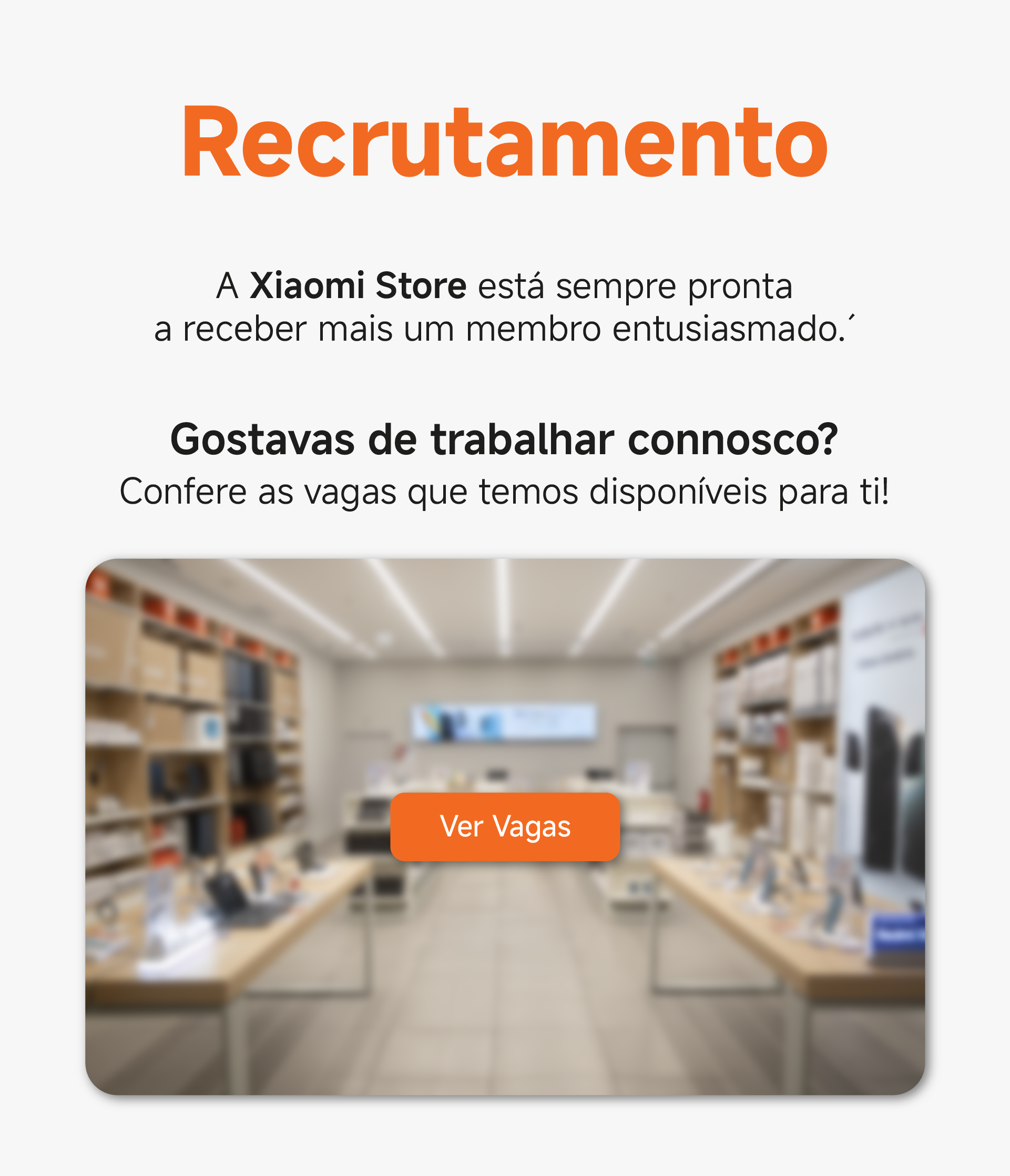 imagem de loja Xiaomi Store desfocada com texto por cima