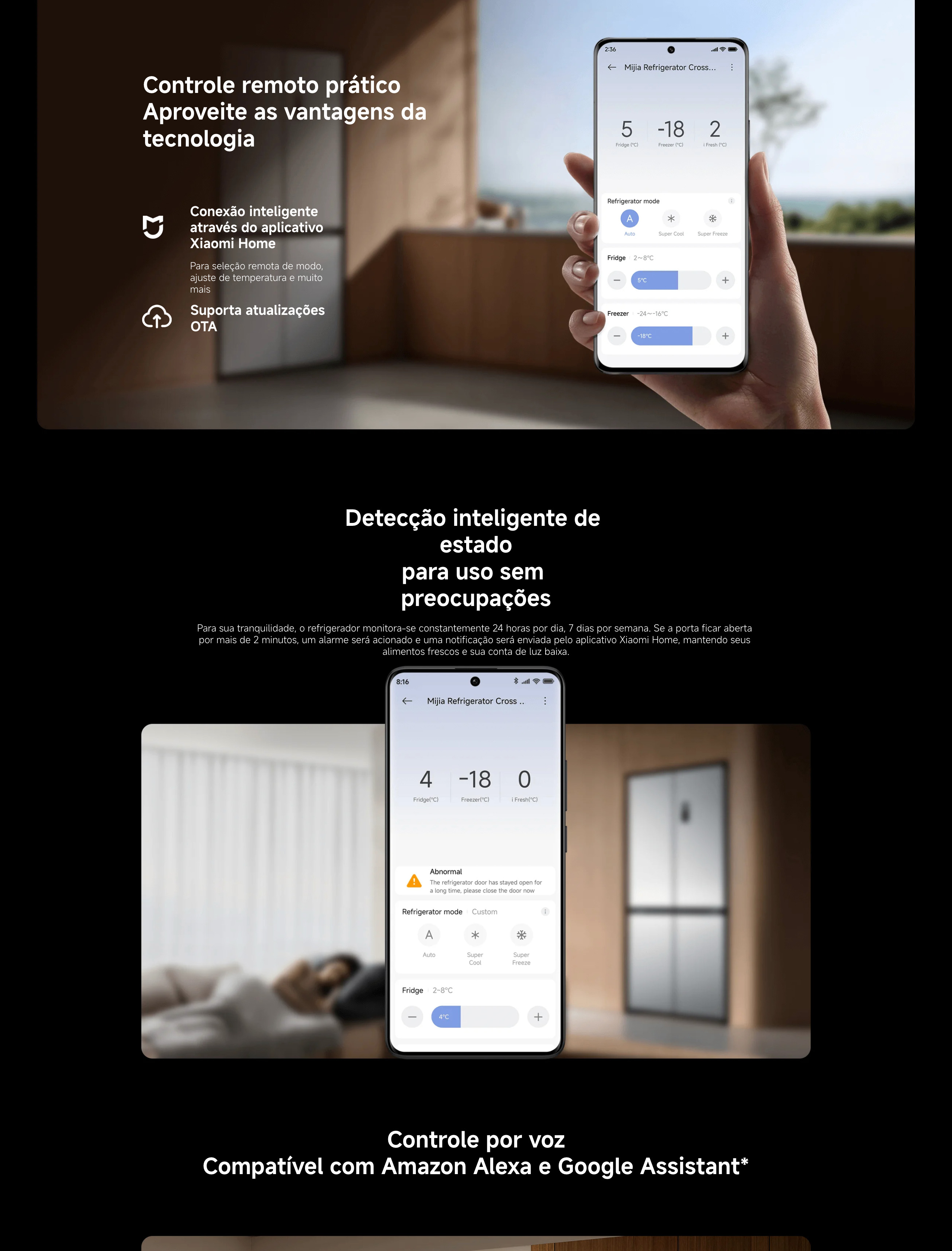 Prato com morangos no interior do frigorífico, demonstrando a ação antibacteriana Ag+ e a neutralização de odores.