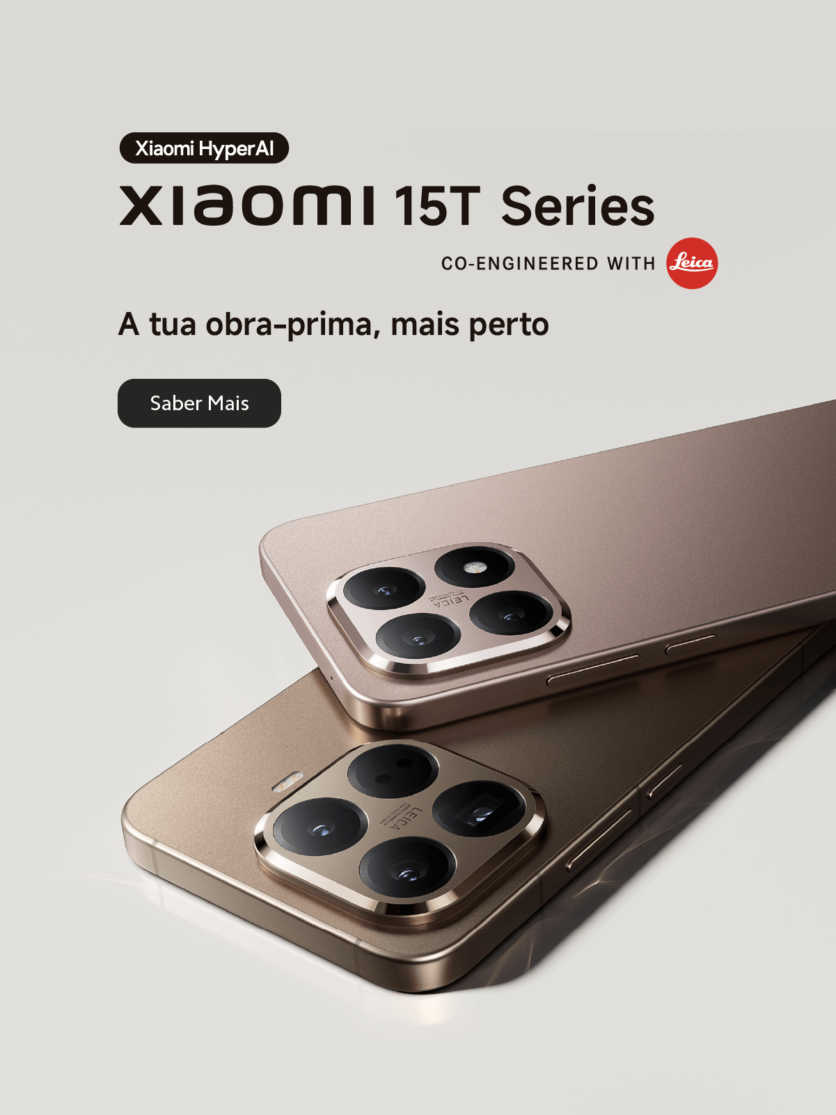 Smartphones Xiaomi 15T Series com design premium e câmara Leica, destaque para fotografia de elite com tecnologia HyperAI