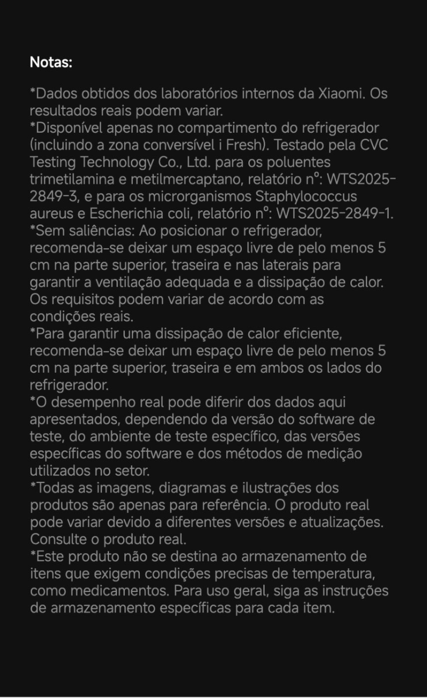 Garantia de 10 anos no compressor inverter do frigorífico Xiaomi.