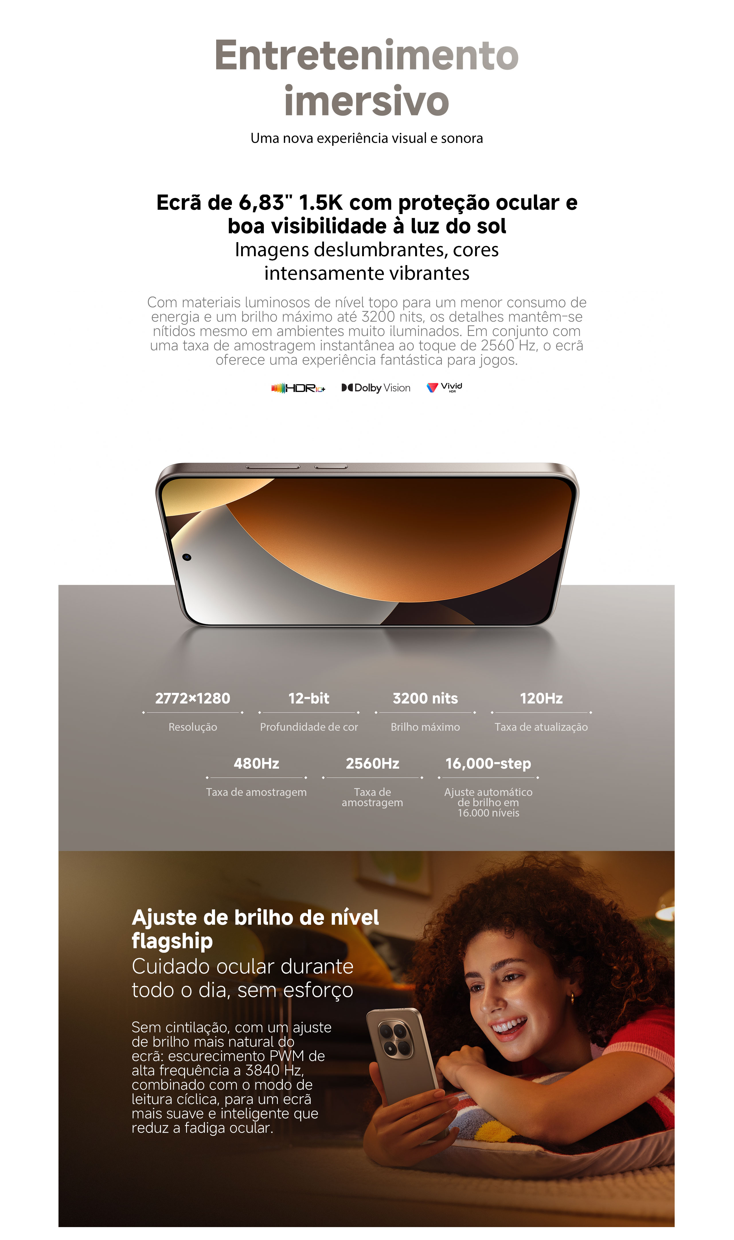 Redmi Note 15 Pro 5G – Ecrã AMOLED fluido com elevada taxa de atualização