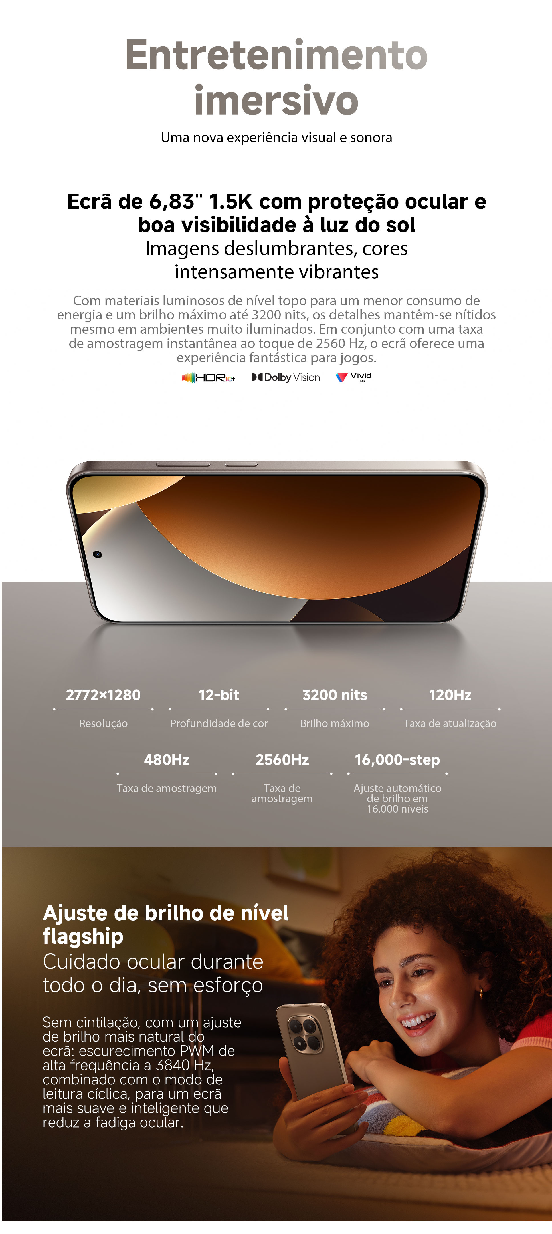 Redmi Note 15 Pro 5G – Ecrã AMOLED fluido com elevada taxa de atualização