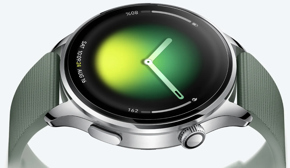 Vidro de safira e moldura de aço inoxidável do Xiaomi Watch 5