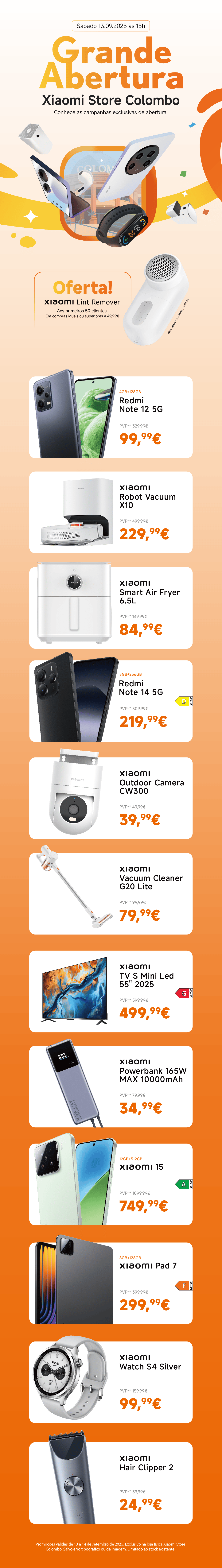 Campanhas exclusivas de abertura da Xiaomi Store no Colombo